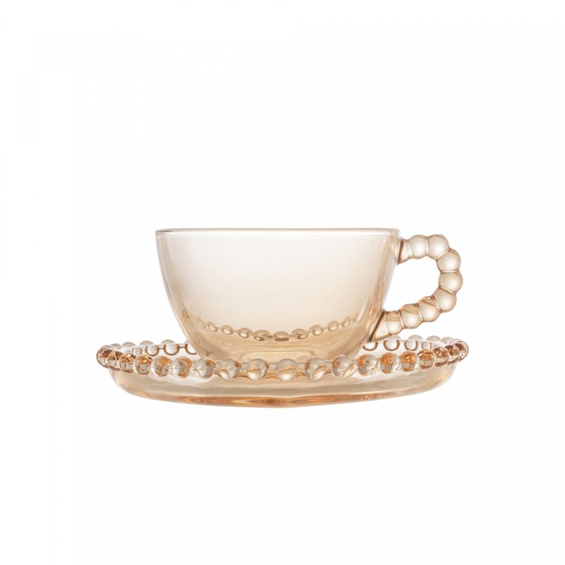 Conjunto-4-Xicaras-de-Cha-de-Cristal-com-Pires-Coracao-Pearl-Ambar-Metalizado-180ml-Wolff