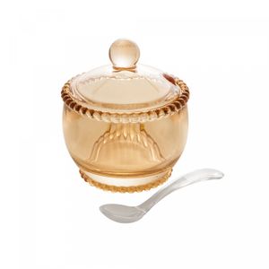 Açucareiro de Cristal com Colher Pearl Âmbar Metalizado 10cm x 11cm - Wolff