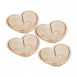 Conjunto 4 Bowls de Cristal Coração Pearl Âmbar Metalizado 12cm x 10cm x 4cm - Wolff