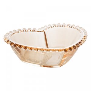 Conjunto 4 Bowls de Cristal Coração Pearl Âmbar Metalizado 12cm x 10cm x 4cm - Wolff