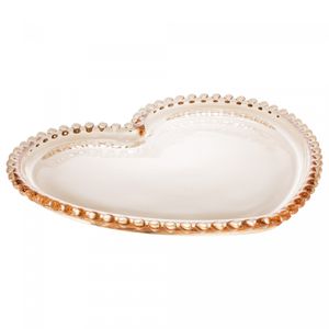Conjunto 4 Pratos de Cristal Coração Pearl Âmbar Metalizado 17cm x 14,5cm x 1,5cm - Wolff