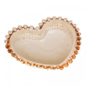 Conjunto 4 Pratos de Cristal Coração Pearl Âmbar Metalizado 12cm x 10cm x 1cm - Wolff