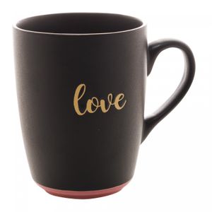 Caneca de Cerâmica Love Preto Matt/Rosa 340ml - Wolff
