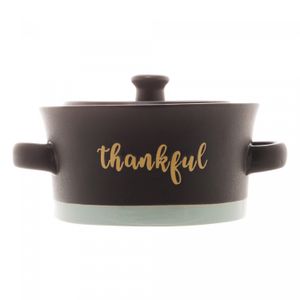 Mini Caçarola de Cerâmica Thankful Preto Matt/Azul 16cm x 12,5cm x 9cm - Wolff