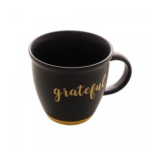 Caneca de Cerâmica Grateful Preto Matt/Amarelo 350ml - Wolff