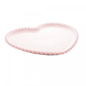 Conjunto 2 Pratos de Porcelana Coração Beads Rose 20cm x 17cm x 2cm - Wolff