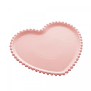 Prato Coração de Porcelana Beads Rose 25cm x 22cm x 2cm - Wolff
