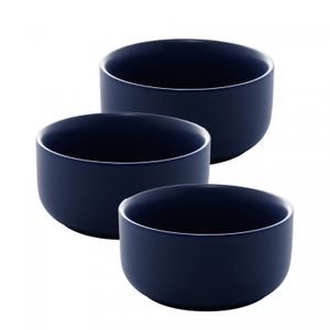 Conjunto 3 Petisqueiras de Porcelana Nórdica Azul Escuro Matt 11cm x 5cm - Wolff