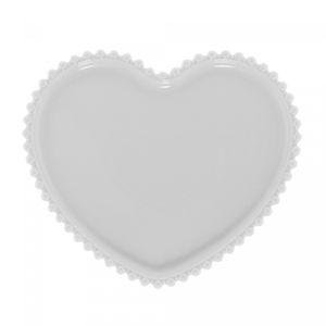 Conjunto 2 Pratos de Porcelana Coração Beads Branco 20cm x 17cm x 2cm - Wolff