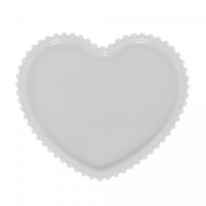 Prato Coração de Porcelana Beads Branco 25cm x 22cm x 2cm - Wolff