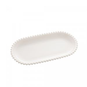 Travessa Oval de Porcelana Beads Branco 30cm x 15cm x 3cm - Wolff