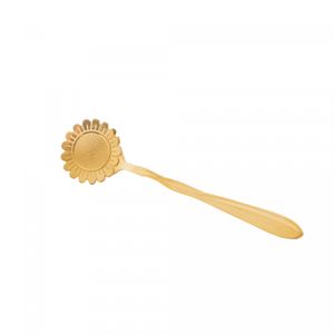 Conjunto 4 Colheres de Chá de Aço Inox Flores Dourado - Wolff