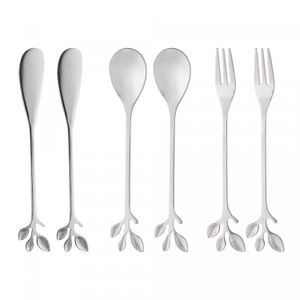 Conjunto 6 Talheres de Aço Inox Leaves Prata - Wolff