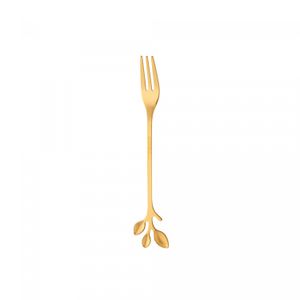 Conjunto 4 Garfos de Aço Inox para Aperitivo Leaves Dourado - Wolff