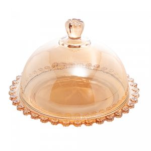 Queijeira de Cristal Daisy Âmbar Metalizado 19,5cm x 13cm - Wolff