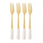Conjunto-4-Garfos-para-Aperitivo-de-Aco-Inox-Dourado-com-Cabo-de-Ceramica-Branco-Wolff