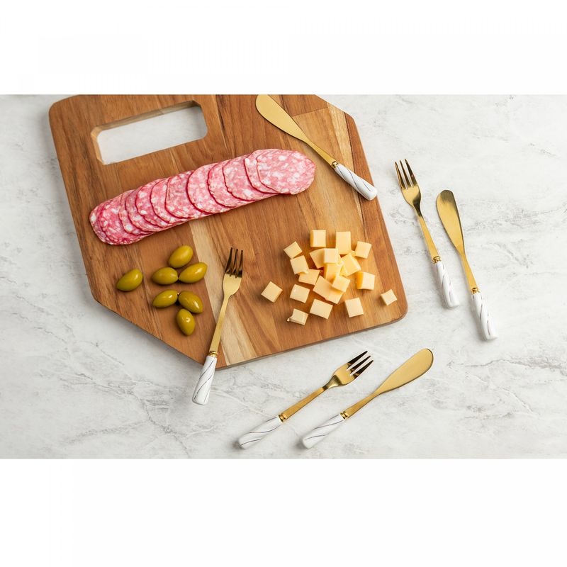 Conjunto-4-Garfos-para-Aperitivo-de-Aco-Inox-Dourado-com-Cabo-de-Ceramica-Branco-Wolff
