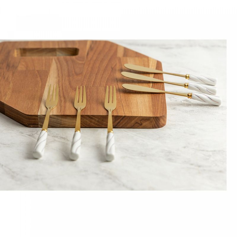 Conjunto-4-Garfos-para-Aperitivo-de-Aco-Inox-Dourado-com-Cabo-de-Ceramica-Branco-Wolff