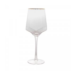 Conjunto 2 Taças de Vinho De Cristal Com Fio De Ouro Taj 600ml - Wolff