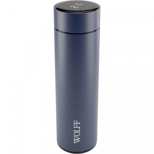 Garrafa Térmica de Aço Inox com Termômetro em LED Azul 500ml - Wolff