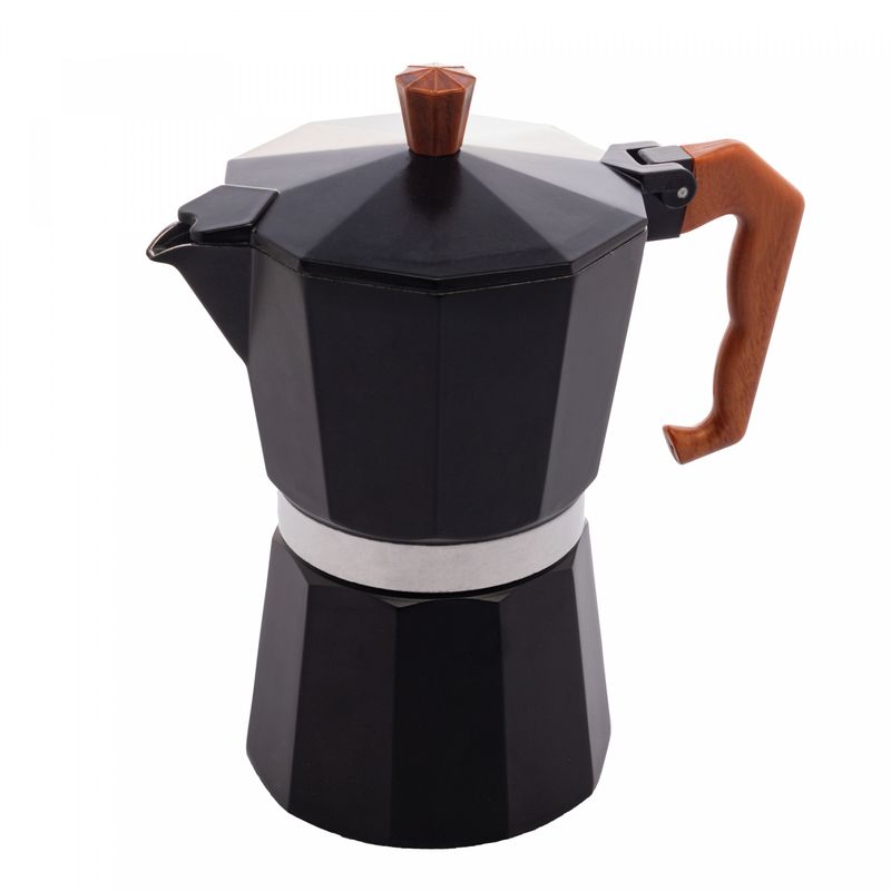 Cafeteira-Italiana-de-Aluminio-6-Doses-com-Cabo-em-Plastico-Preta-Fosca-300ml-Wolff