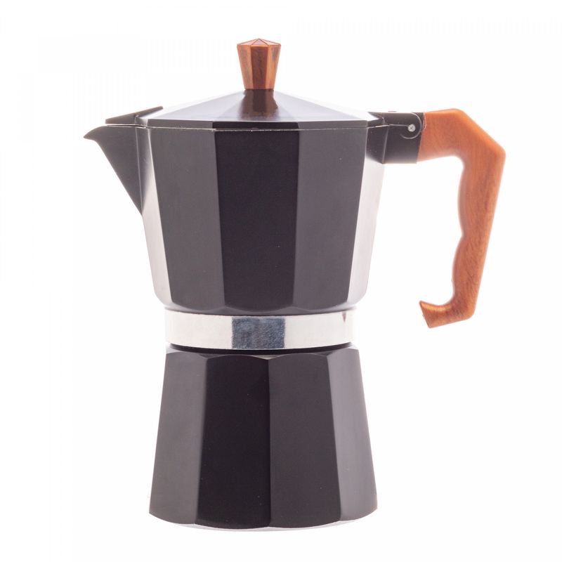 Cafeteira-Italiana-de-Aluminio-6-Doses-com-Cabo-em-Plastico-Preta-Fosca-300ml-Wolff