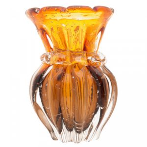 Vaso de Vidro Italy Âmbar e Marrom 9,5cm x 14cm - Wolff