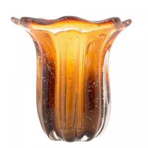 Vaso de Vidro Italy Âmbar e Marrom 18cm x 18,5cm - Wolff