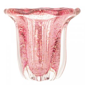 Vaso de Vidro Italy Rosa e Dourado 14,5cm x 13cm - Wolff