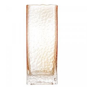 Vaso de Vidro com Borda Dourada Âmbar Taj 10cm x 10cm x 25cm - Wolff
