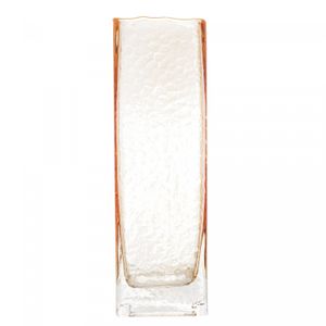 Vaso de Vidro com Borda Dourada Âmbar Taj 8cm x 8cm x 25cm - Wolff