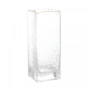 Vaso de Vidro com Fio de Ouro Taj 8cm x 8cm x 25cm - Wolff