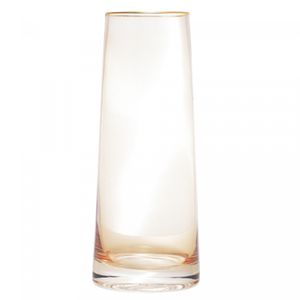 Vaso de Vidro com Fio de Ouro Âmbar Liz 11cm x 11cm x 27cm - Wolff