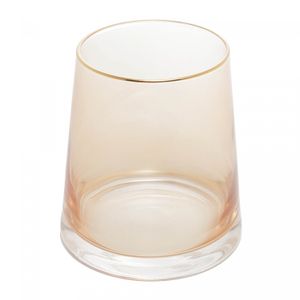 Vaso de Vidro com Fio de Ouro Âmbar Liz 11cm x 11cm x 12cm - Wolff