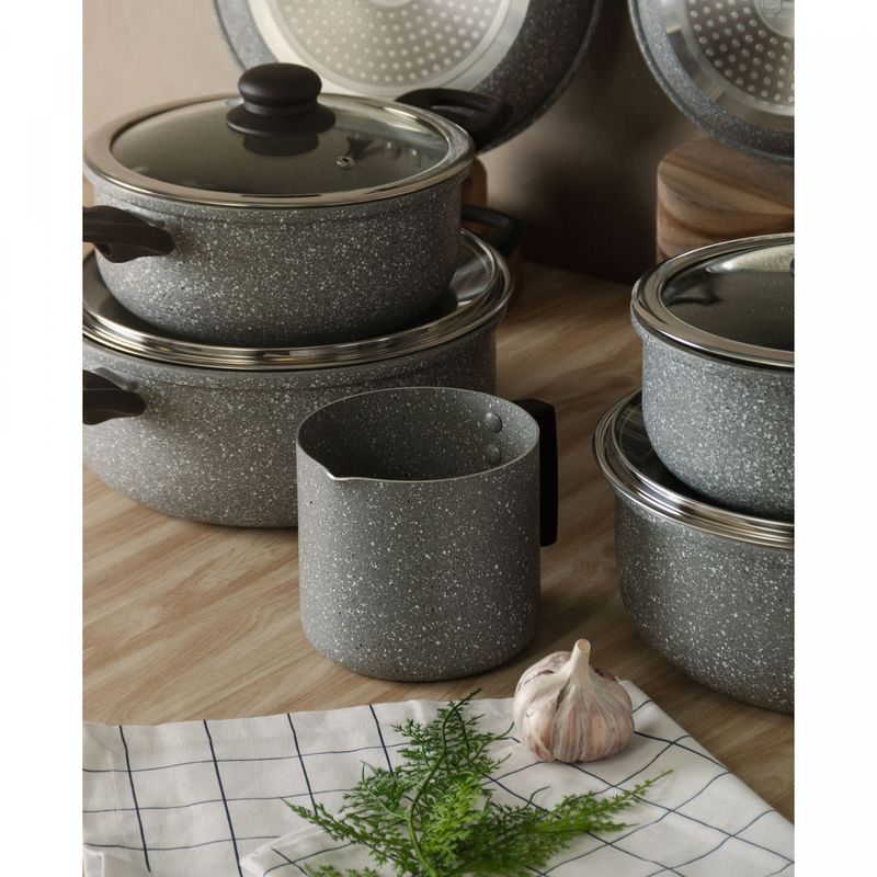 Panela-de-Inducao-em-Aluminio-com-Revestimento-Ceramico-e-Tampa-de-Vidro-Granilite-Cinza-20cm