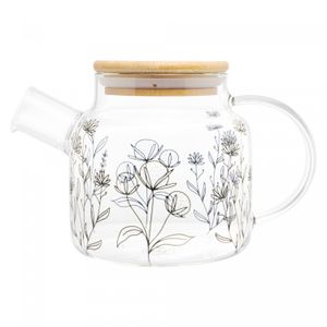 Chaleira de Vidro Borossilicato com Tampa de Bambu Flor 600ml - Wolff