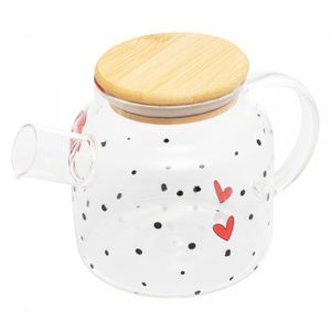 Chaleira de Vidro Borossilicato com Tampa de Bambu Heart 600ml - Wolff