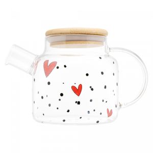 Chaleira de Vidro Borossilicato com Tampa de Bambu Heart 600ml - Wolff