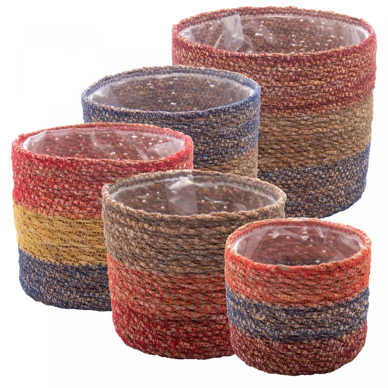 Conjunto-5-Cachepots-de-Fibra-Natural-com-Forro-de-Plastico-Colorido-Wolff