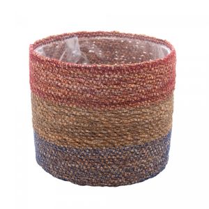Conjunto 5 Cachepots de Fibra Natural com Forro de Plástico Colorido - Wolff