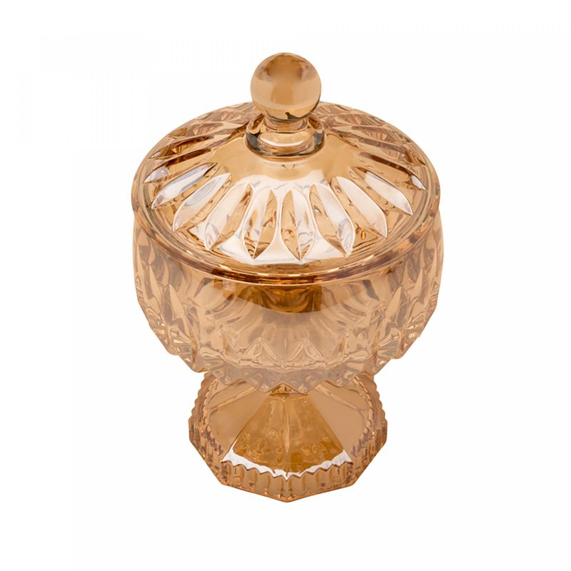 Potiche-Decorativo-de-Cristal-com-Pe-Louise-Ambar-Metalizado-11cm-x-18cm-Wolff