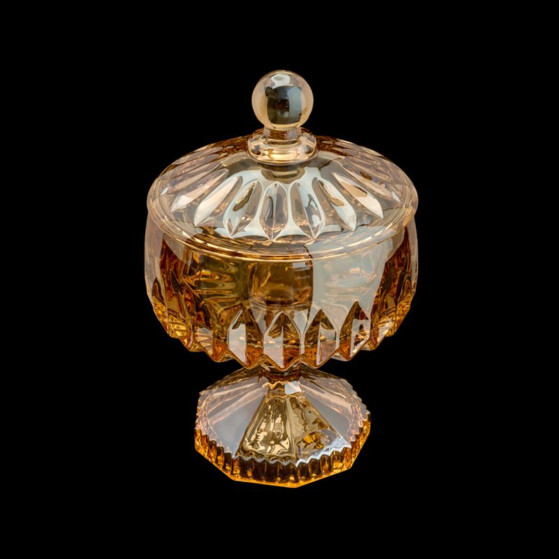 Potiche-Decorativo-de-Cristal-com-Pe-Louise-Ambar-Metalizado-11cm-x-18cm-Wolff