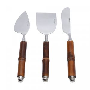 Conjunto 3 Peças para Queijo de Aço Inox com Cabo de Bambu - Wolff