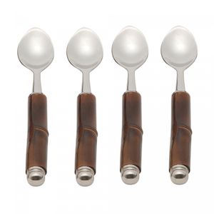Conjunto 4 Colheres de Café de Aço Inox com Cabo de Bambu - Wolff