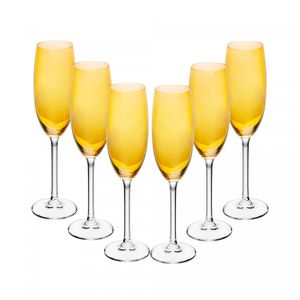 Conjunto 6 Taças para Champanhe De Cristal Ecológico Banquet Âmbar 200Ml - Wolff