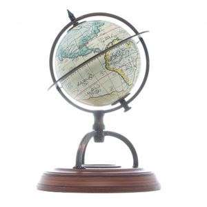 Globo Decorativo com Bússula de Metal e Madeira Dourado 23cm x 15cm - Wolff