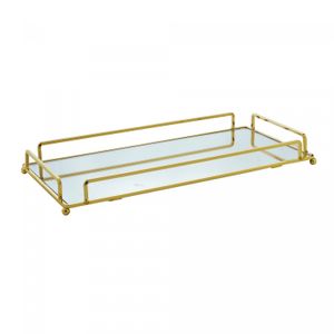 Bandeja Decorativa de Metal Dourada 36cm x 20cm x 5cm - Wolff