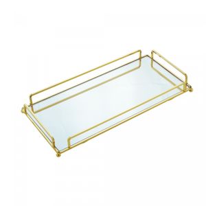 Bandeja Decorativa de Metal Dourada 34cm x 16cm x 4cm - Wolff