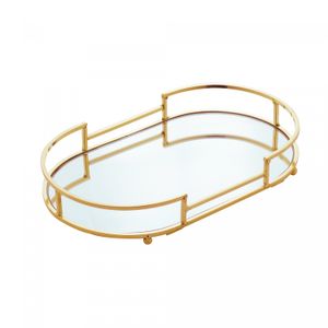 Bandeja Decorativa de Metal Dourada 26cm x 16cm x 4cm - Wolff