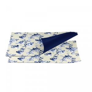 Jogo Americano 2 Peças de Algodão Folhas Azul 45cm x 33cm - Wolff